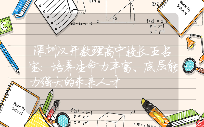 深圳汉开数理高中校长王占宝：培养生命力丰富、底层能力强大的未来人才