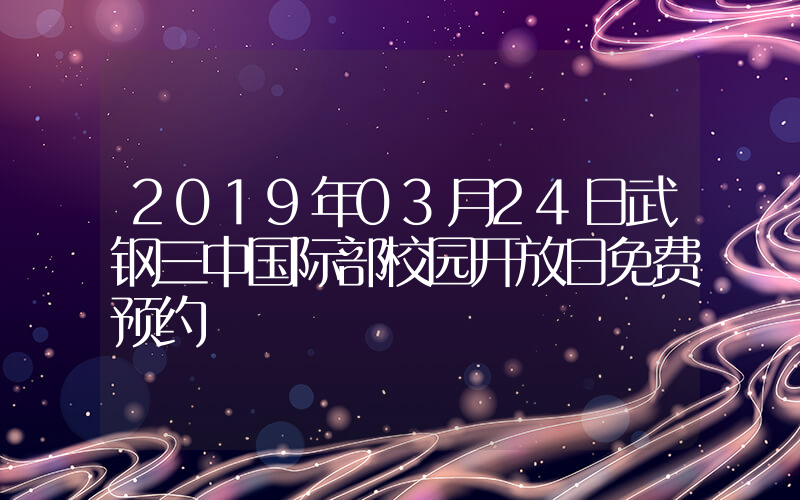 2019年03月24日武钢三中国际部校园开放日免费预约