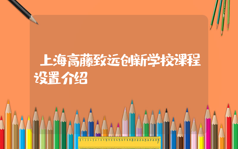 上海高藤致远创新学校课程设置介绍