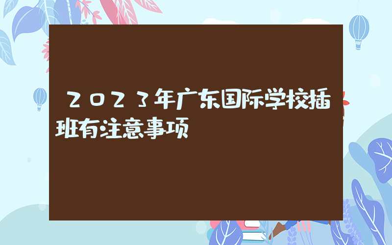 2023年广东国际学校插班有注意事项