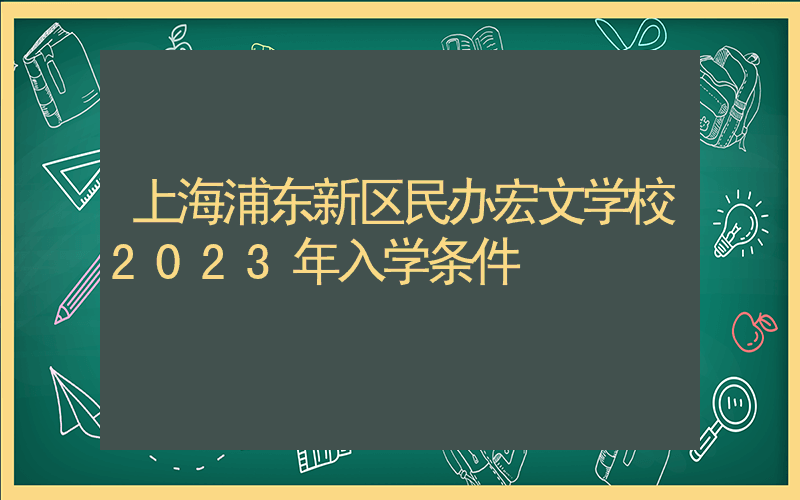 上海浦东新区民办宏文学校2023年入学条件