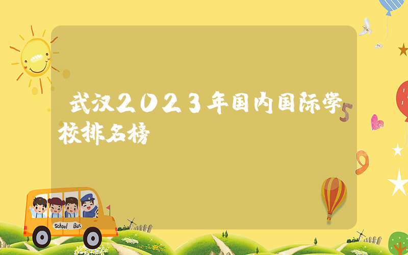 武汉2023年国内国际学校排名榜