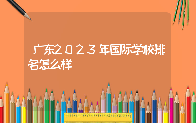 广东2023年国际学校排名怎么样